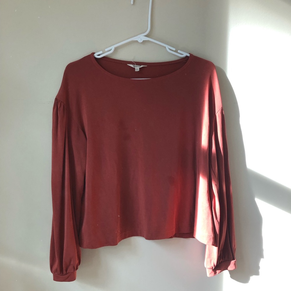 Madewell balloon sleeve rust blouse